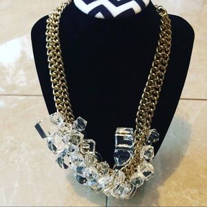 Clear and gold charm necklace